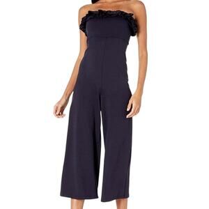 Susana Monaco Navy Blue Ruffle Edge Jumper Jumpsuit Size Small NWT